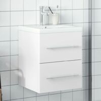 vidaXL Armoire lavabo de salle de bain avec bassin intégré blanc