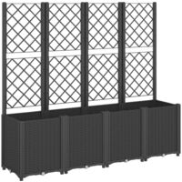 Vidaxl – Jardinière avec treillis noir 160x40x140 cm – Polypropylène résistant – Conception modulaire pour plantes grimpantes – Drainage optimal