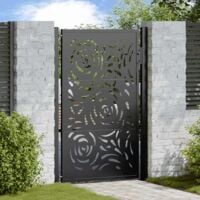 vidaXL Portail de jardin noir 105x155 cm acier conception de flamme