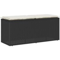 BEST-HOME Tabouret de jardin - Chaise de jardin avec coussin noir 55x55x37 cm résine tressée