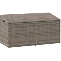vidaXL Boîte de rangement de jardin gris 110x50x58 cm résine tressée