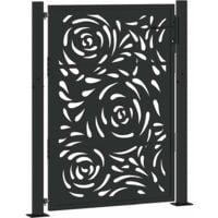 vidaXL Portail de jardin noir 105x130 cm acier conception de flamme