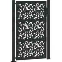 vidaXL Portail de jardin noir 105x155 cm acier conception de feuilles