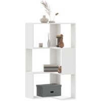 Vidaxl – Bibliothèque d'angle 3 niveaux – Bois d'ingénierie blanc – Espace optimisé pour petits espaces – Idéale pour salons et bureaux