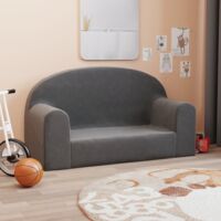 Canapé pour enfants 2 places anthracite peluche douce