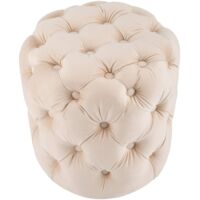 CLP – Tabouret bas Drancy en velours capitonné – Design Chesterfield – Idéal pour salon ou chambre – Confort optimal et entretien facile