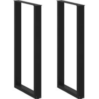 Vidaxl – Pieds de table de bar en U – Lot de 2 – Acier thermolaqué noir – Dimensions 60 x (110-111) cm – Niveleurs réglables pour sols irréguliers