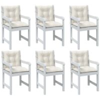 vidaXL Coussins de chaise à dossier bas lot de 6 crème mélangé tissu