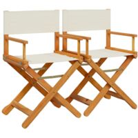 vidaXL Folding Director Chairs 2 pcs Cream White Fabric