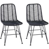 vidaXL Chaise de salle à manger 2 pcs Rotin et métal Noir