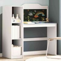 vidaXL Bureau avec rangement ouvert et tableau noir avec étagère ROROS