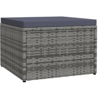 vidaXL Garden Footstool with Cushion Grey Poly Rattan