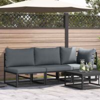 vidaXL Outdoor Furniture 3 Piece Black and Anthracite Metal