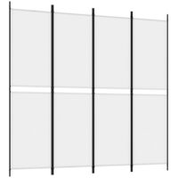 vidaXL Cloison de séparation 4 panneaux Blanc 200x200 cm Tissu