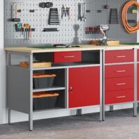 Vidaxl – Établi modulable en bois d'ingénierie et acier – Charge maximale 300kg – Dimensions 100 x 55 x 85 cm – Avec étagères de rangement