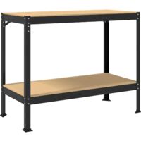vidaXL Workbench Black 115 x 55 x 91 cm Engineered Wood and Metal