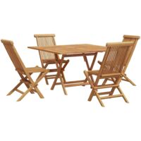 vidaXL Garden Dining Set Folding Brown Soild Teak Wood