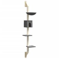 vidaXL Wall-mounted Cat Tree with Scratching Post Dark Grey 187 cm