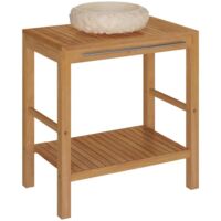 vidaXL Armoire de toilette en teck solide avec lavabo en marbre Crème