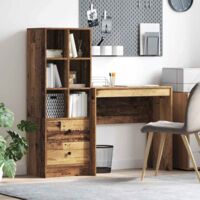 vidaXL Desk with Drawer with Shelf with Storage 2 pcs Old Wood