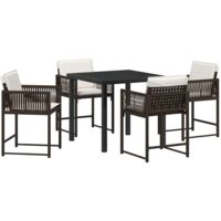 vidaXL Garden Dining Set 5 pcs Brown Poly Rattan