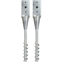 vidaXL Ground Spikes 2 pcs Silver 7x7x56 cm Galvanised Steel