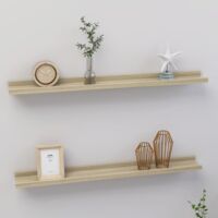 Vidaxl – Étagères murales 2 pièces en MDF Chêne Sonoma 80x9x3 cm – Robustes pour objets décoratifs – Installation facile au mur