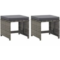 vidaXL Garden Stools 2 pcs with Cushions Poly Rattan Anthracite