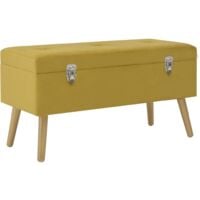Banc avec compartiment de rangement 80cm Jaune moutarde Velours