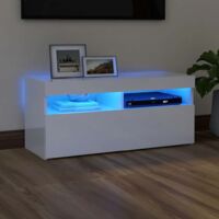 vidaXL TV Cabinet with LED Lights High Gloss White 90x35x40 cm