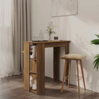 Vidaxl – Table de bar avec étagère – Bois d'ingénierie chêne brun – Dimensions 102x50x103,5 cm – Design moderne pour petits espaces