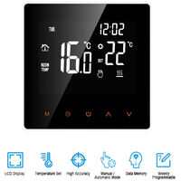 Thermostat intelligent eau / gaz Chaudiere numerique Regulateur de temperature ecran LCD tactile programmable Semaine Antigel Fonction de chauffe-eau Thermostat, Blanc, pas de WiFi
