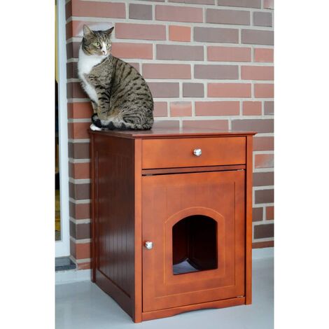 dobar Multifunktionaler Katzenschrank „Mohrle“in edlem Design, Katzenmöbel  aus braunem Holz