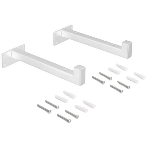 Emuca Jeu de supports pour étagères en bois Shelf droit avec tube carré, Acier, Peint en blanc (1/5)