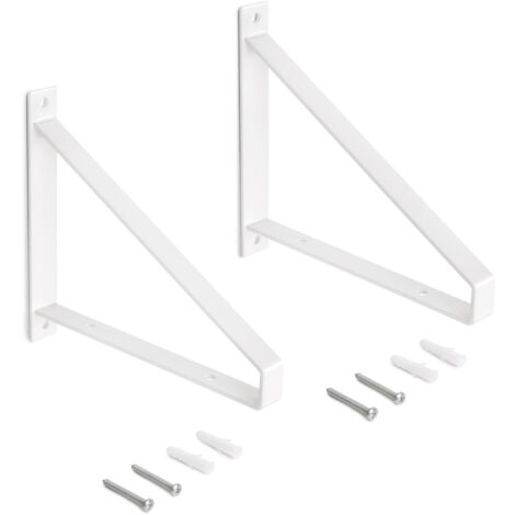 Emuca – Supports d'étagère en acier peint blanc – Forme triangulaire – Capacité de charge 30 kg – Dimensions 23 x 22 x 3 cm – Pour bois dur