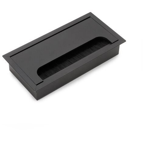 Emuca – Passe-câble rectangulaire 159x80mm à encastrer – Aluminium peint noir – Installation facile pour surfaces épaisses – Accès rapide aux câbles