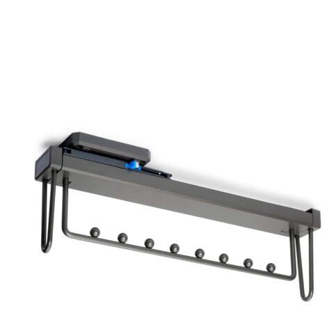 Emuca Porte-vêtements extractible Quartz pour armoire, Plastique et Aluminium, Titane