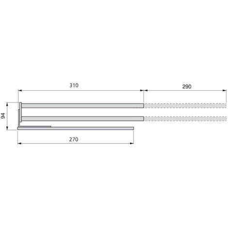 Emuca Porte-serviettes extensible, 2 branches, Aluminium, Anodisé mat