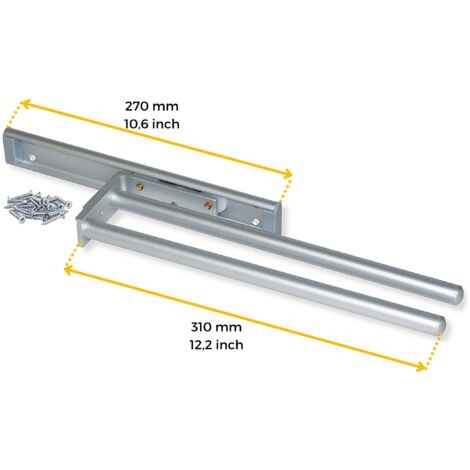 Emuca Porte-serviettes extensible, 2 branches, Aluminium, Anodisé mat