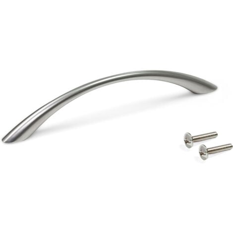 Emuca Lot de 20 poignées pour meubles Bombay, L160mm, entraxe 128mm, Zamak, Nickel satiné