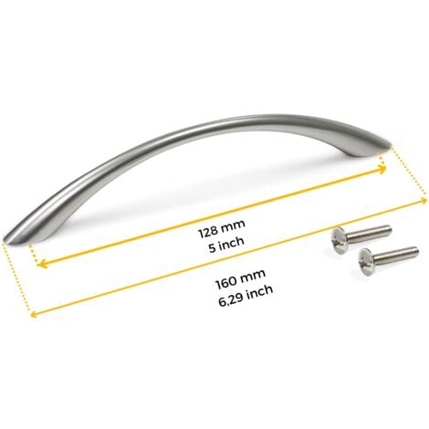 Emuca Lot de 20 poignées pour meubles Bombay, L160mm, entraxe 128mm, Zamak, Nickel satiné