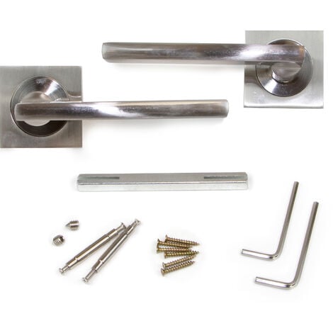 Emuca Lot de 5 poignées Perth pour portes intérieures, avec rosace 50x50mm, Aluminium et Zamak, Nickel satiné