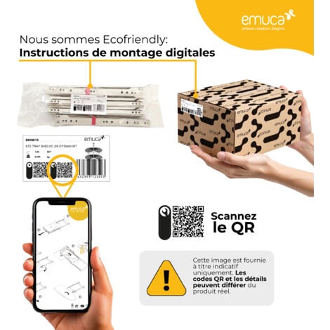 Emuca Jeu de coulisses porte-clavier à billes en acier, acier, zingué noir