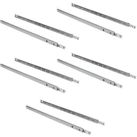 Emuca Lot de 5 jeux de Coulisses pour tiroirs, roulement à billes, hauteur 17mm, profondeur 310mm, sortie partiel, Zingué