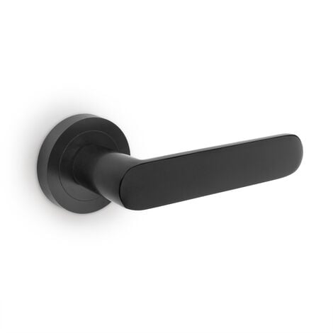 Emuca Jeu de Poignée de porte intérieureJeu de Bunbury, avec rosace D.50mm, Aluminium, Noir