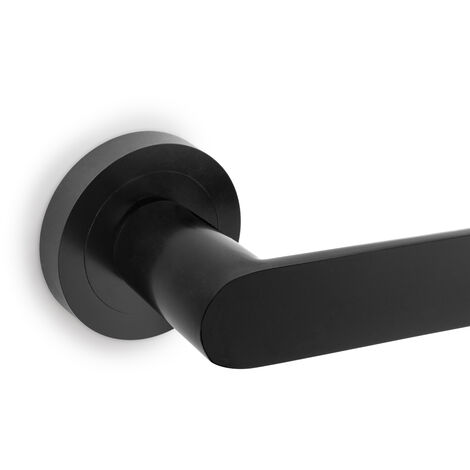 Emuca Jeu de Poignée de porte intérieureJeu de Bunbury, avec rosace D.50mm, Aluminium, Noir