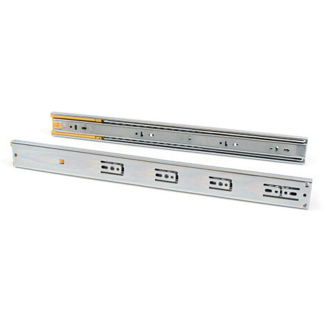 Emuca – Coulisses à billes 45mm pour tiroirs – Charge maximale 45kg – Montage par vis – Fermeture amortie – Acier zingué – Longueur 400mm