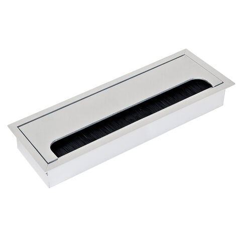 Emuca Passe-cables pour table Quadrum, rectangulaire, 269x80mm, à encastrer, Aluminium, Anodisé mat