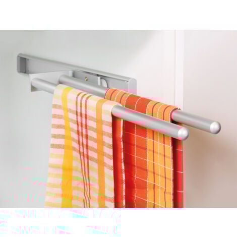 Emuca Porte-serviettes extensible, 2 bras, Aluminium, Peint en blanc