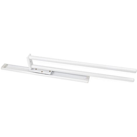 Emuca Porte-serviettes extensible, 2 bras, Aluminium, Peint en blanc